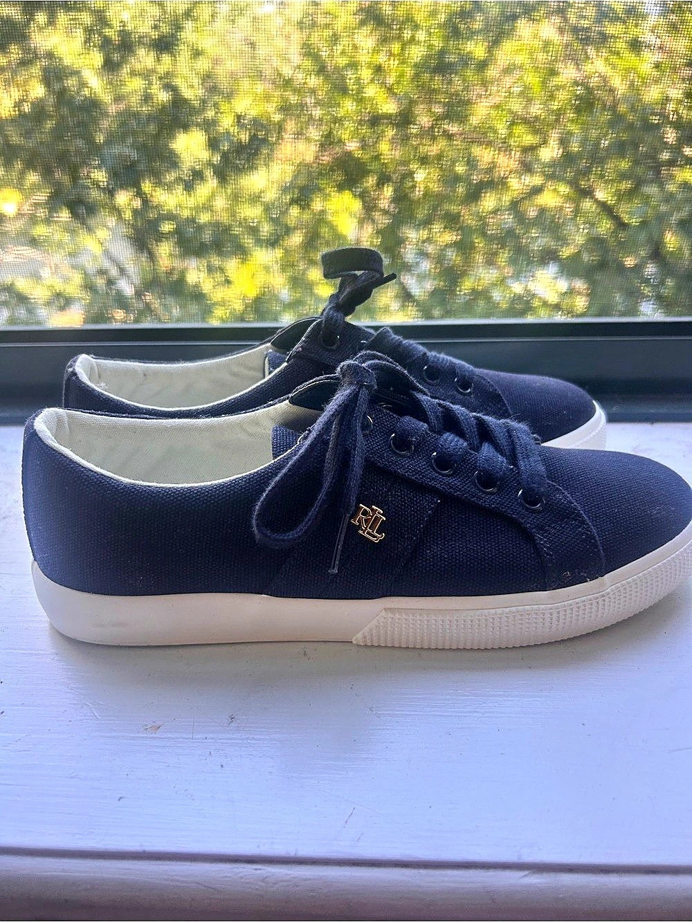 Women’s Ralph Lauren Janson II Navy Canvas Sneakers